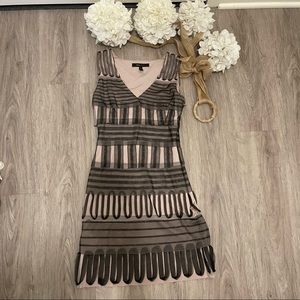 BCBG MaxAzria Mauve and Black Tulle Women's Cocktail Dress Size 0 Dress